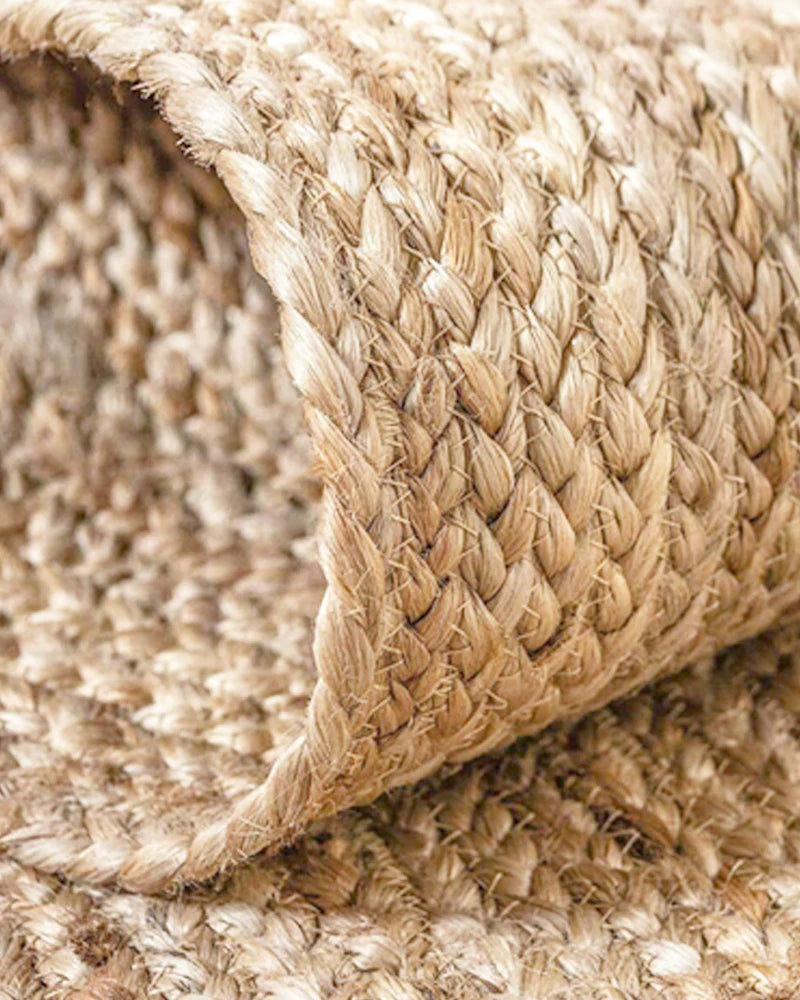 Tana Natural Braided Jute Rug with White Border