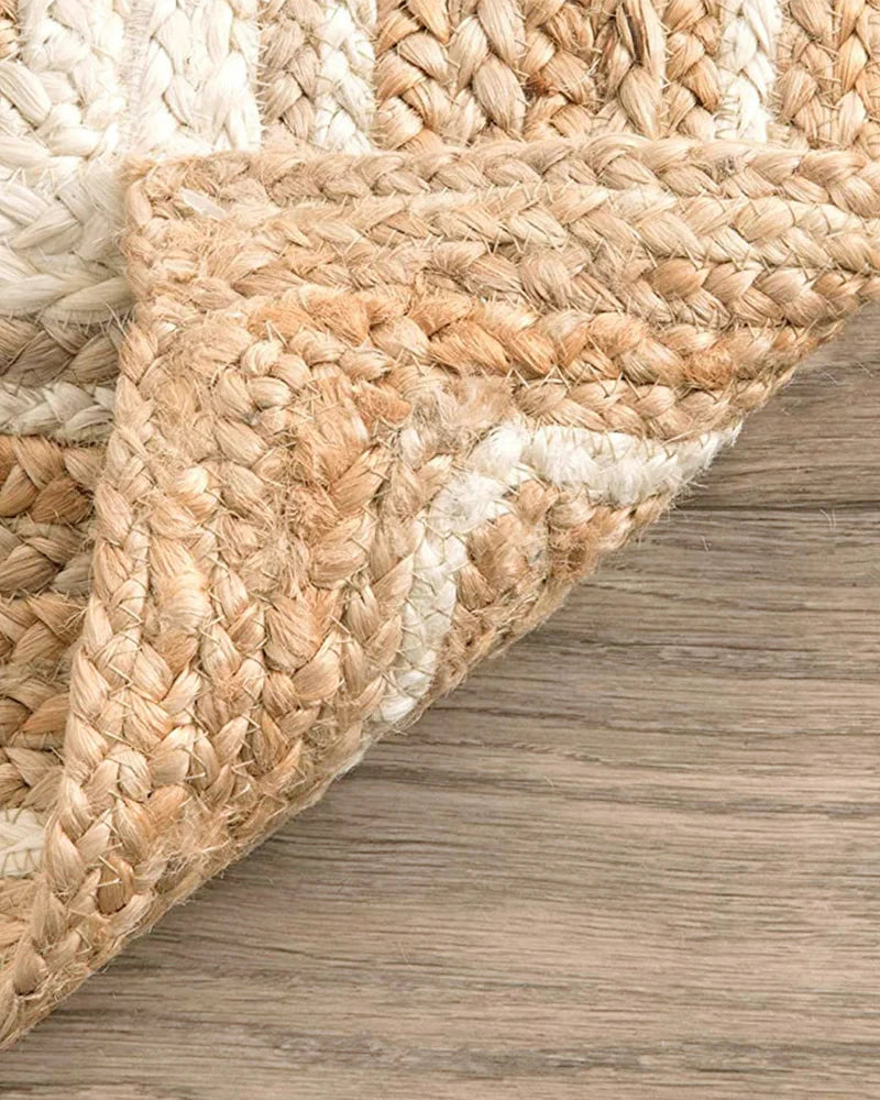 Tana Natural Braided Jute Rug with White Border