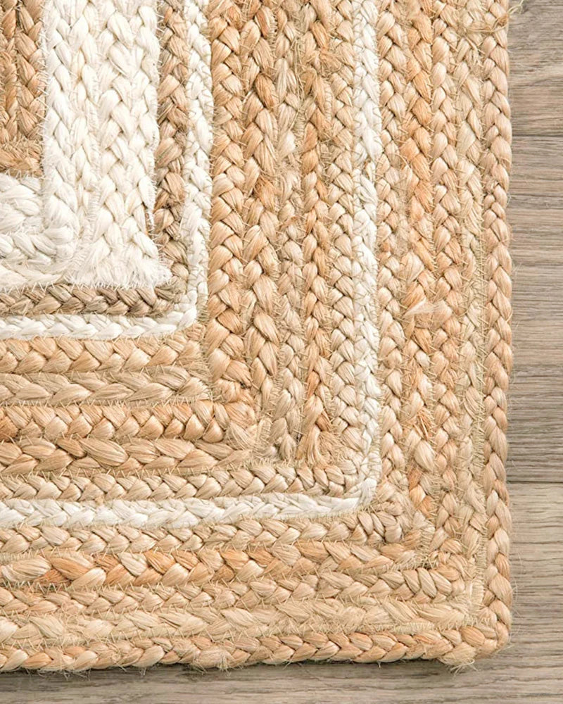 Tana Natural Braided Jute Rug with White Border