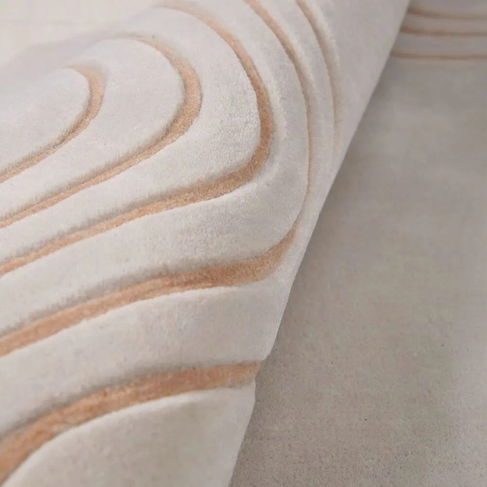 Irregular Shaped Rug Contour Beige Hand Tufted Carpet