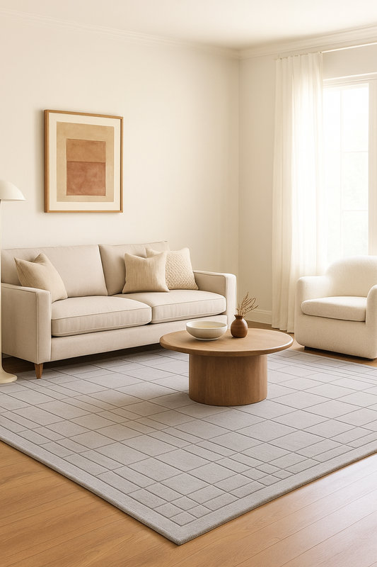 Outlinegrid hand tufted wool carpet in grey