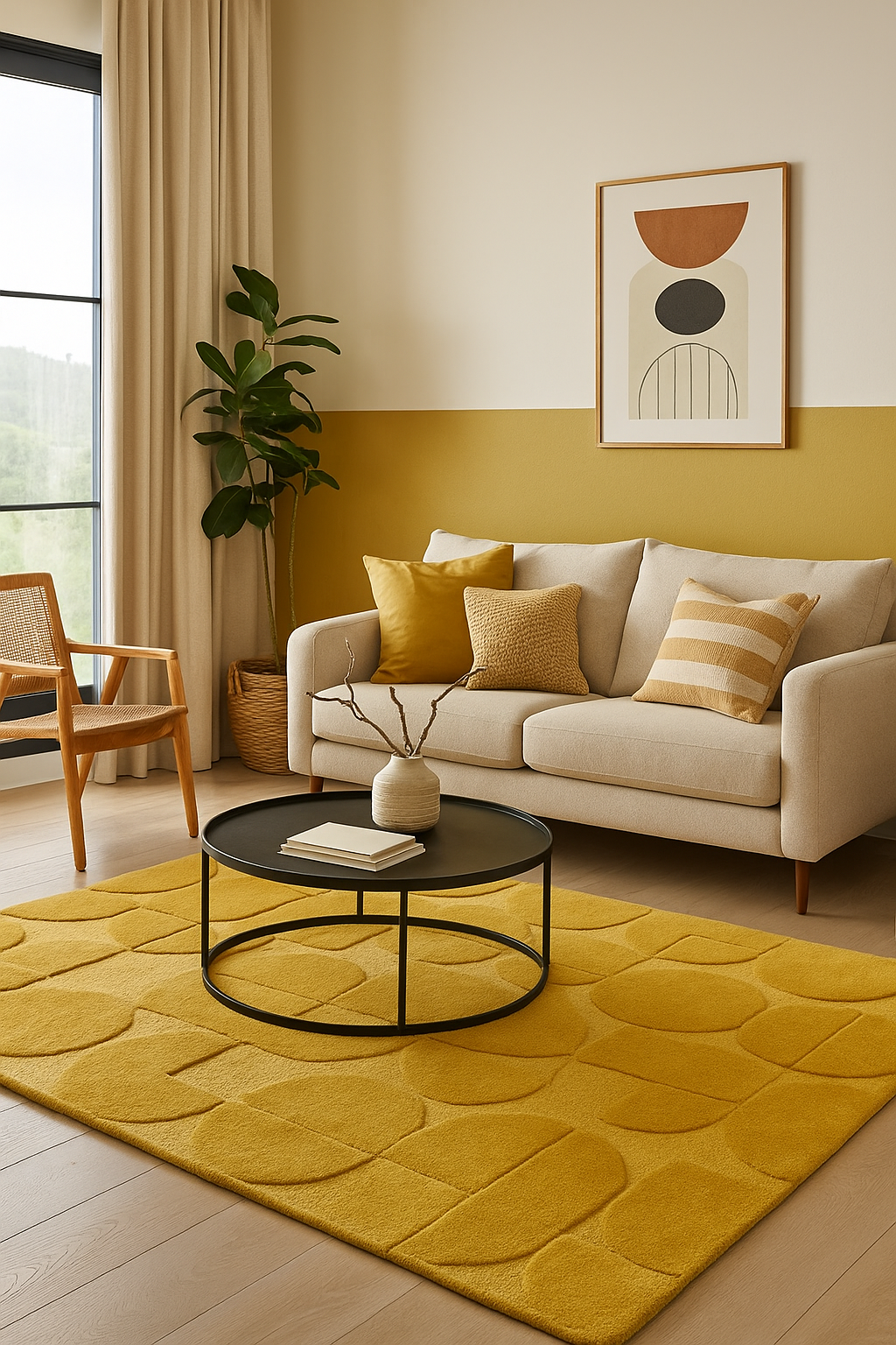 GeoSun Mustard Yellow Hand-Tufted Carpet
