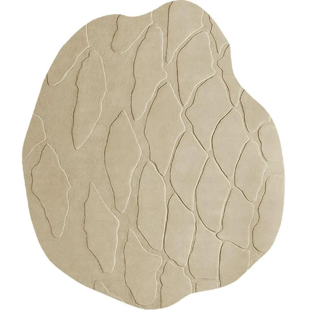 Irregular Shaped Cudetrix Beige Hand Tufted Carpet