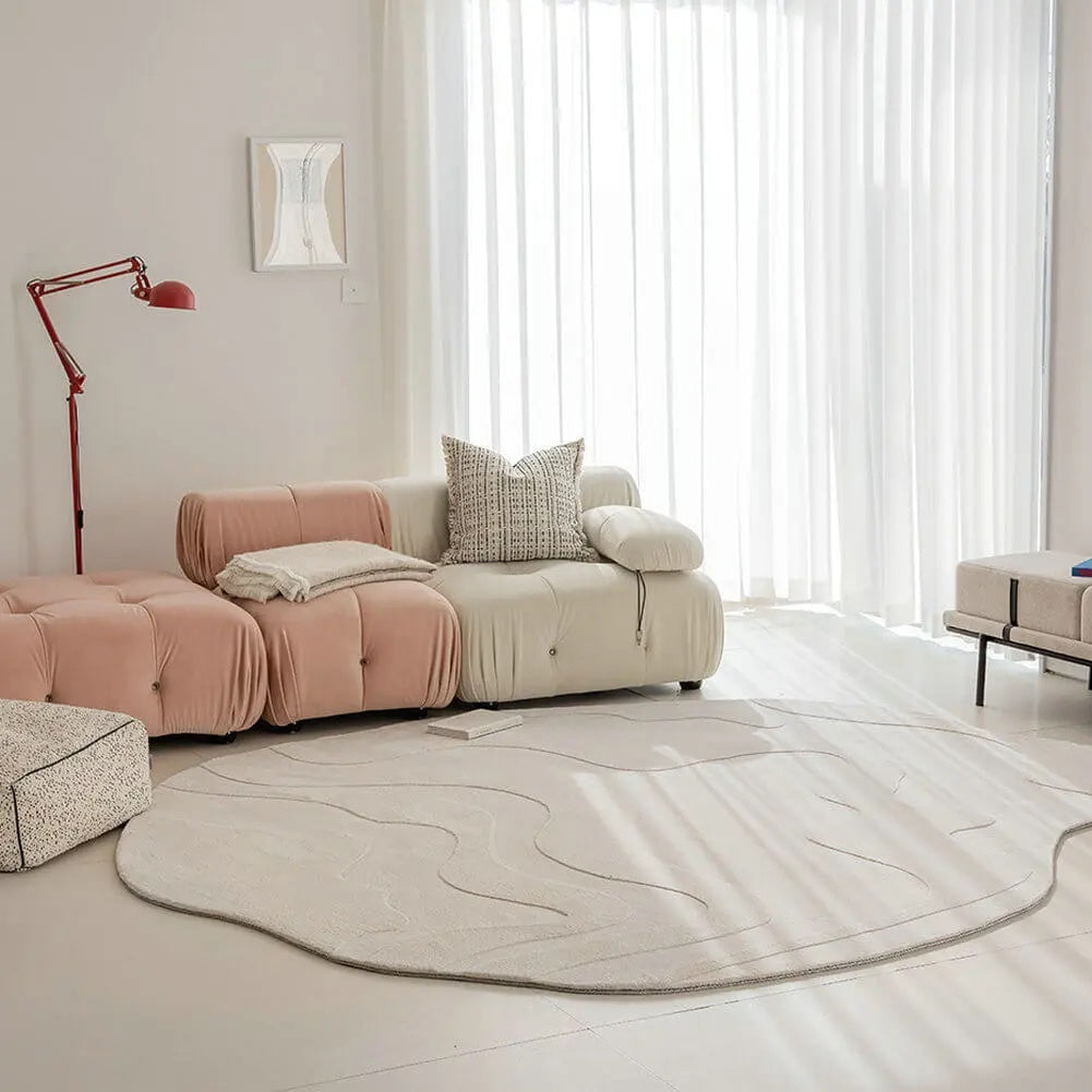 Irregular Shaped Orbix Beige Hand Tufted Carpet