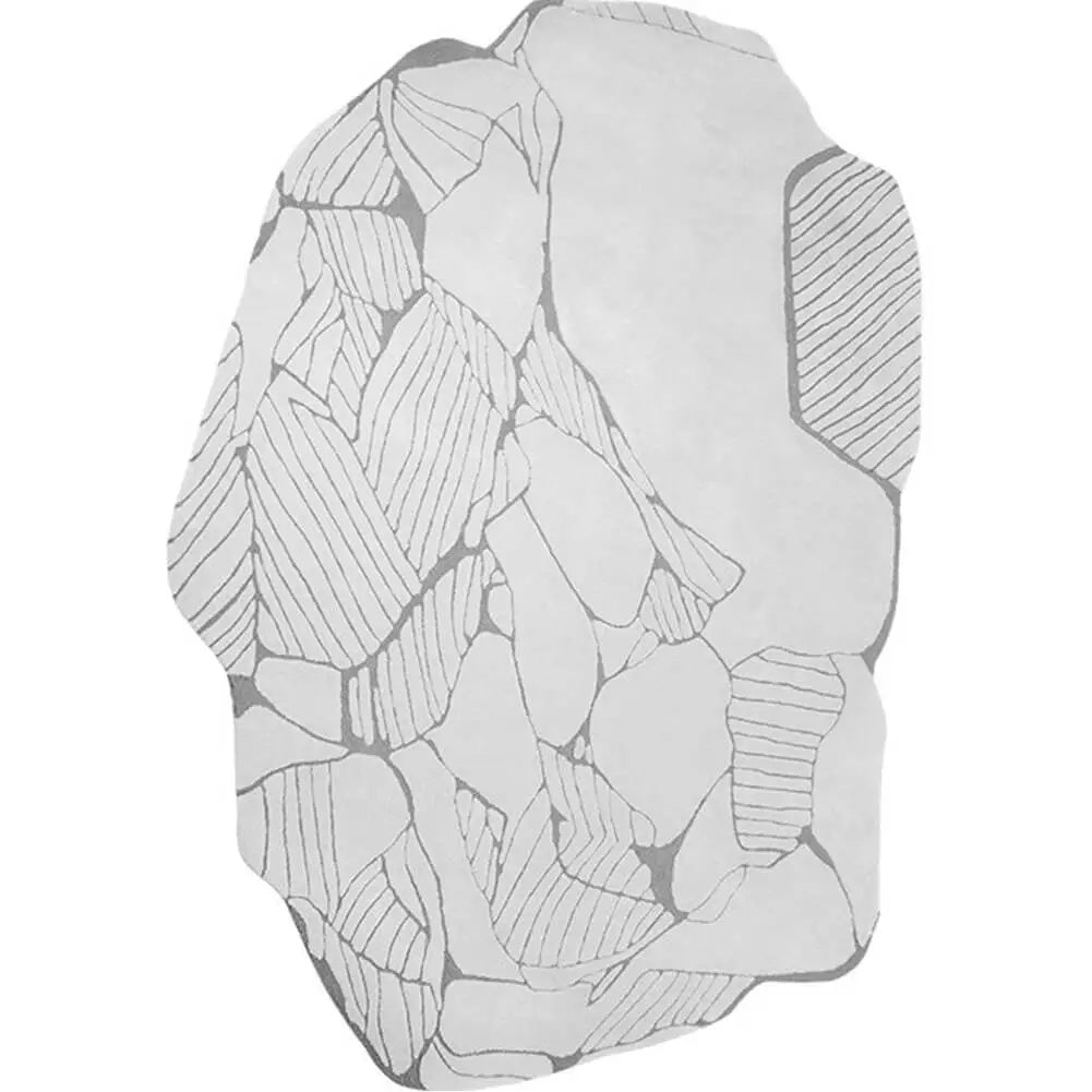 Irregular Shaped Rug Terraform Grey Hand Tufted Carpet