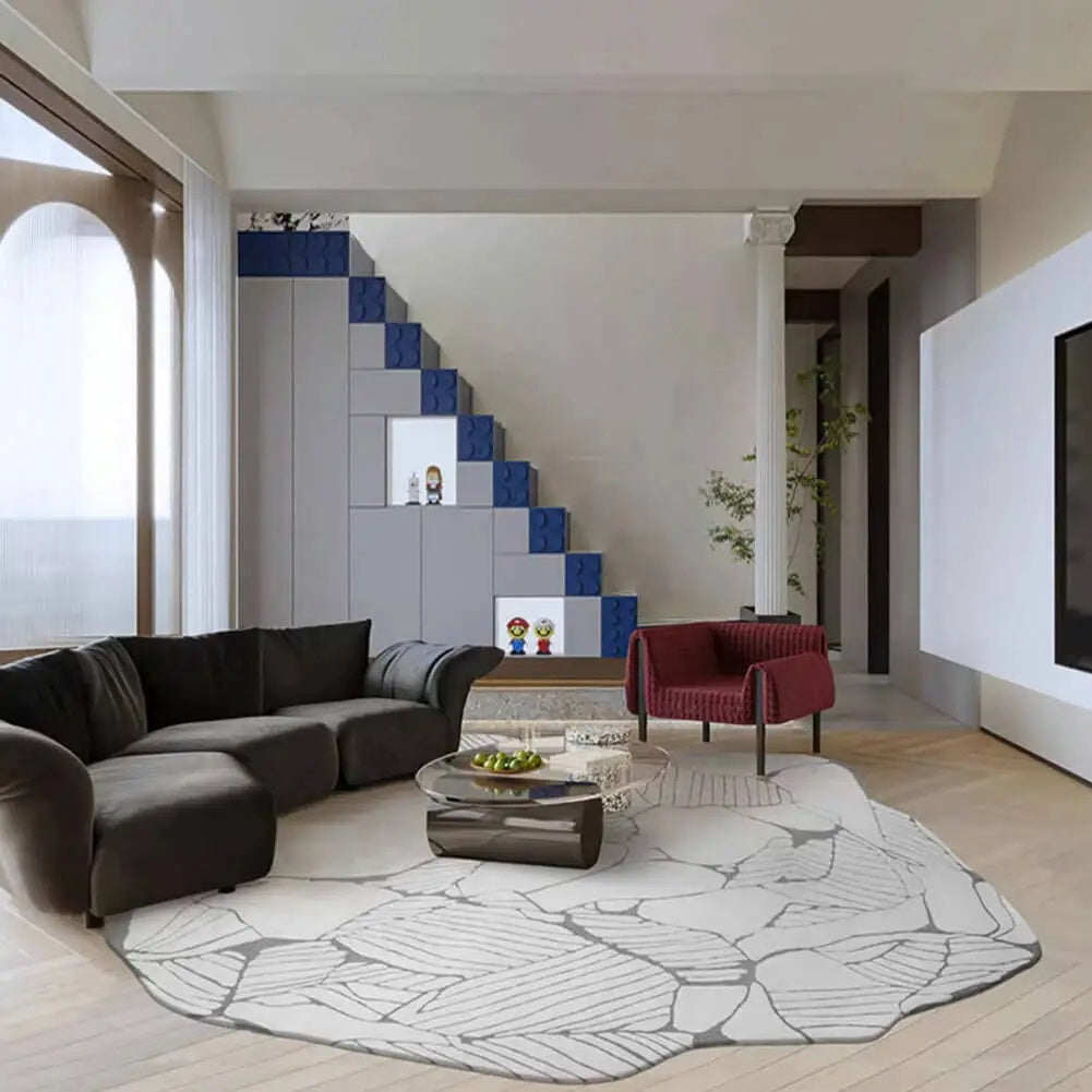 Irregular Shaped Rug Terraform Grey Hand Tufted Carpet