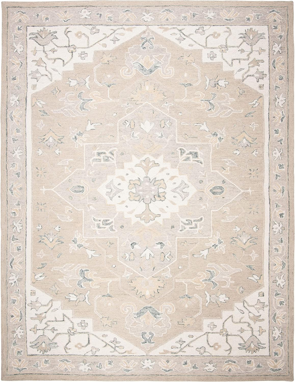 Afghan Aura Beige woolen Hand Tufted Carpet
