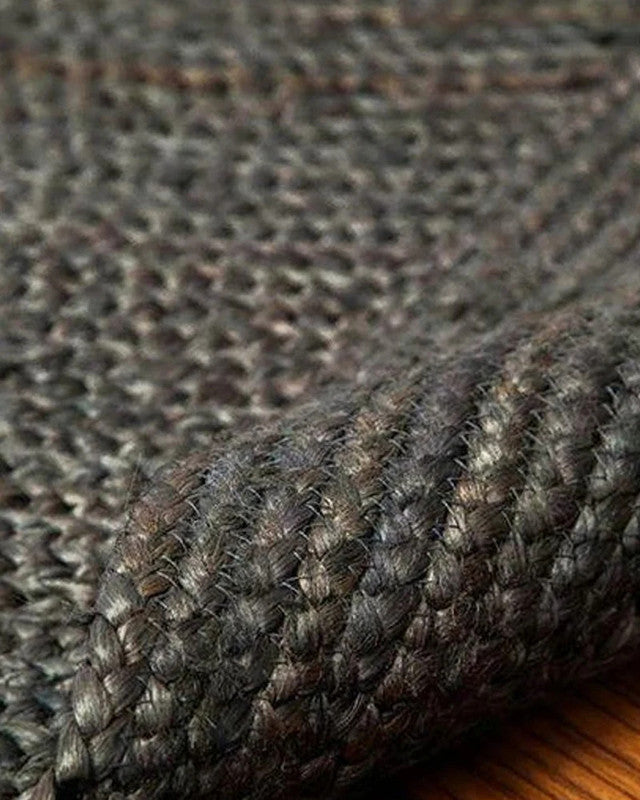 Noir Earth Round Black Braided Jute Carpet