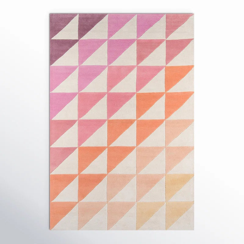 Sunfade Hand Tufted Wool Carpet in Pink to Peach Gradient