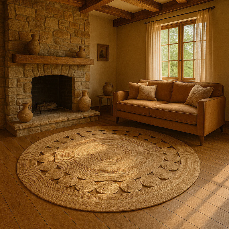 Kora Natural Round Braided Jute Carpet