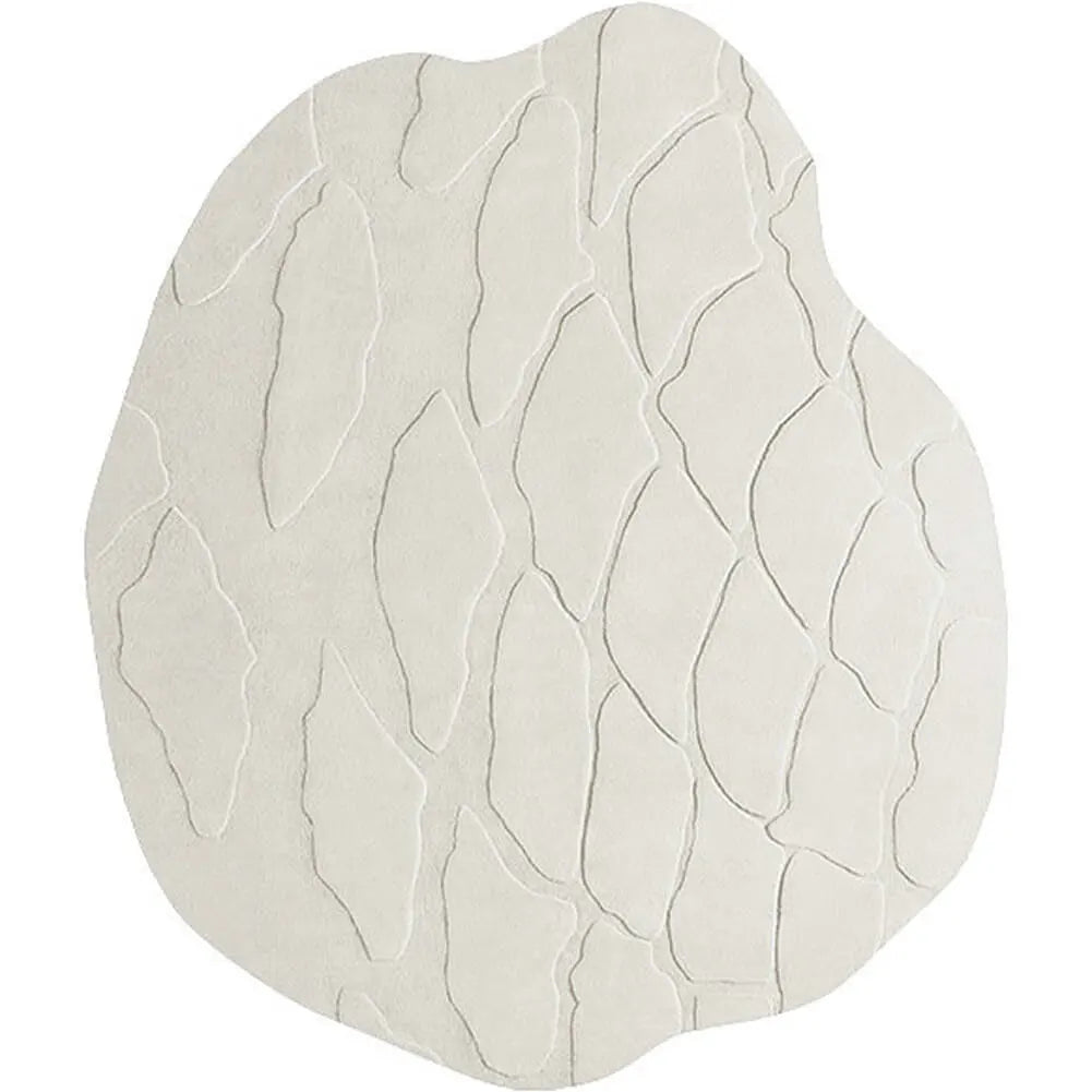 Irregular Shaped Cudetrix Ivory Hand Tufted Carpet
