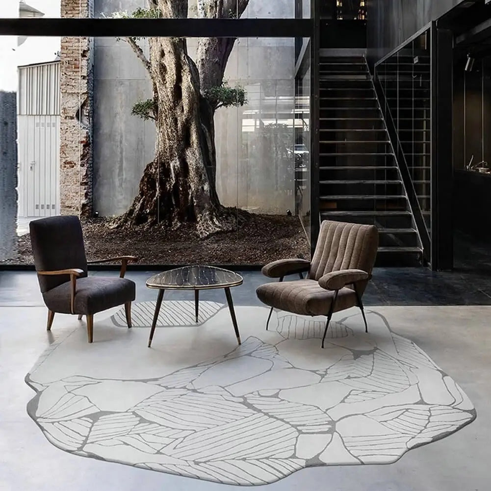 Irregular Shaped Rug Terraform Grey Hand Tufted Carpet