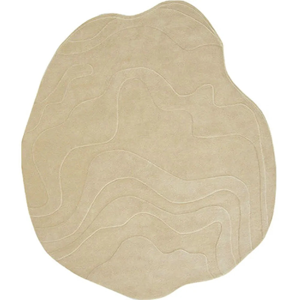 Irregular Shaped Orbix Beige Hand Tufted Carpet