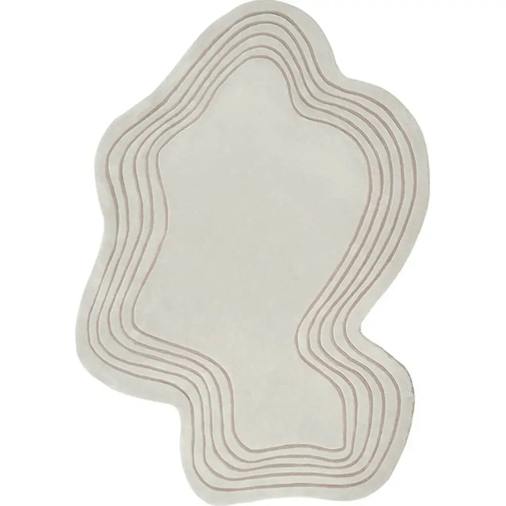 Irregular Shaped Rug Contour Grey Hand Tufted Carpet