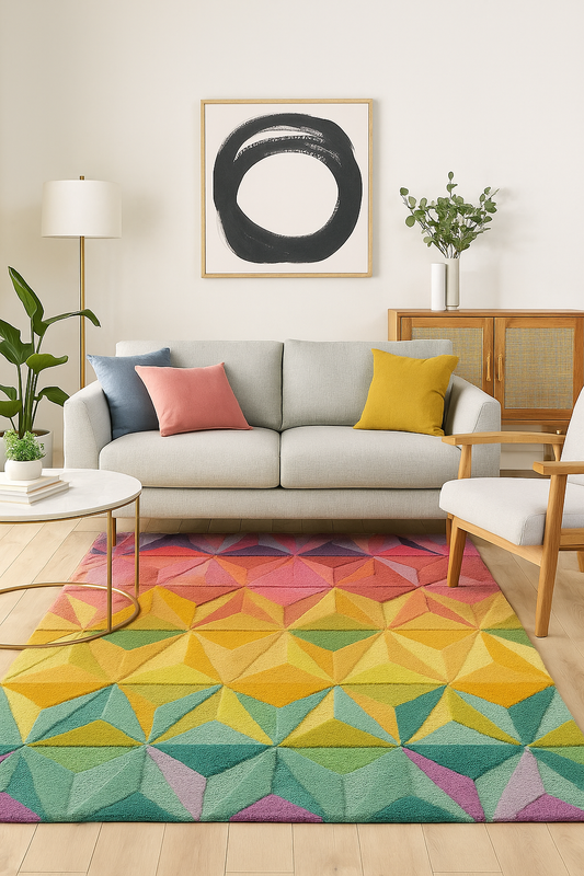 Prismora Hand-Tufted Wool Multicolor Handmade Carpet