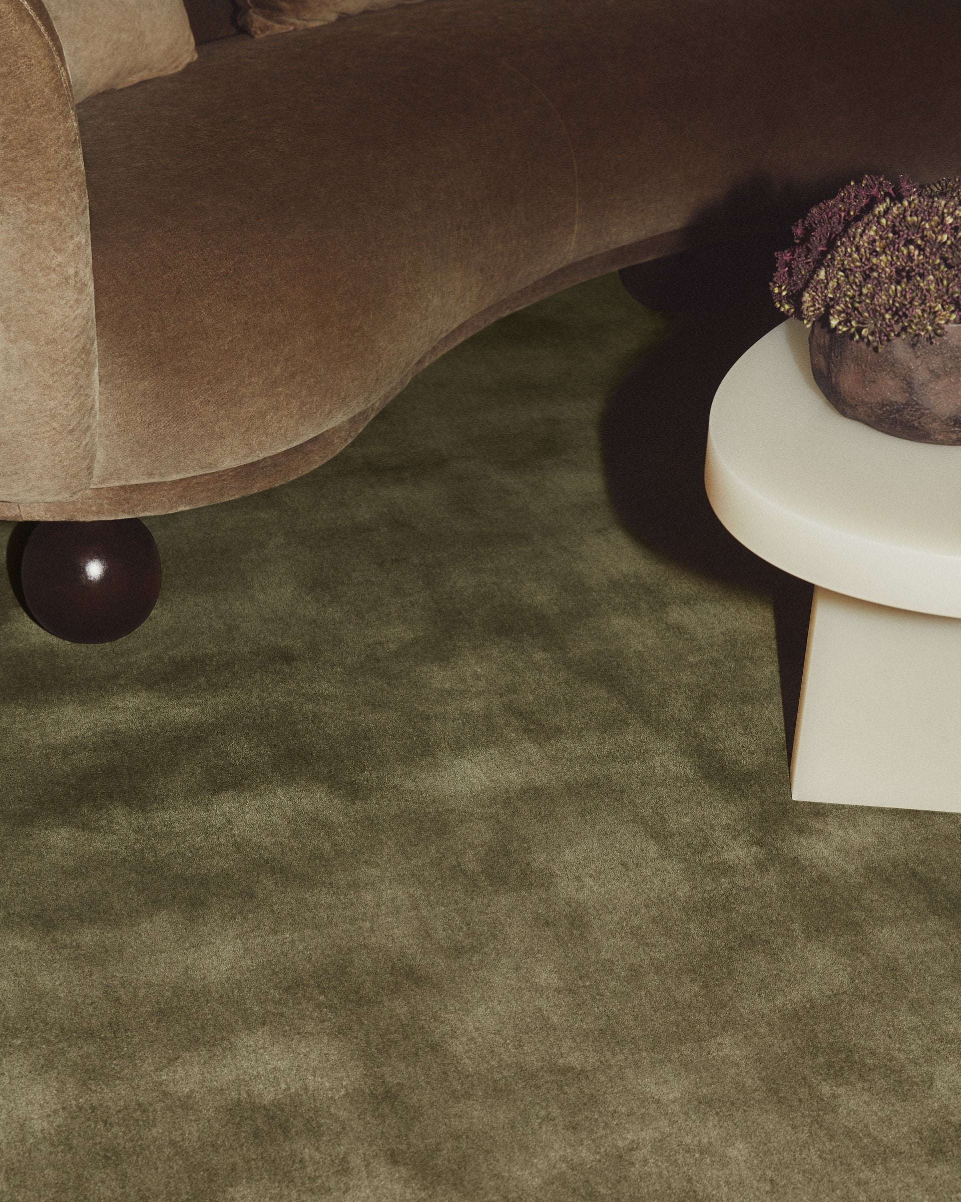 Moss Green Woolen Hand Tufted Carpet