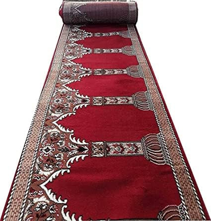 Red blocks Janamaz Roll – Soft & Durable Prayer Carpet Mat for Mosque & Home