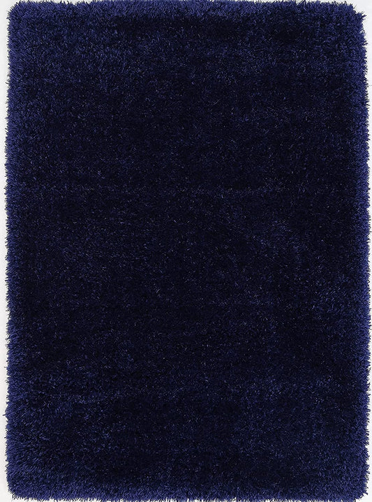 Solid Blue Polyester Shaggy Carpet