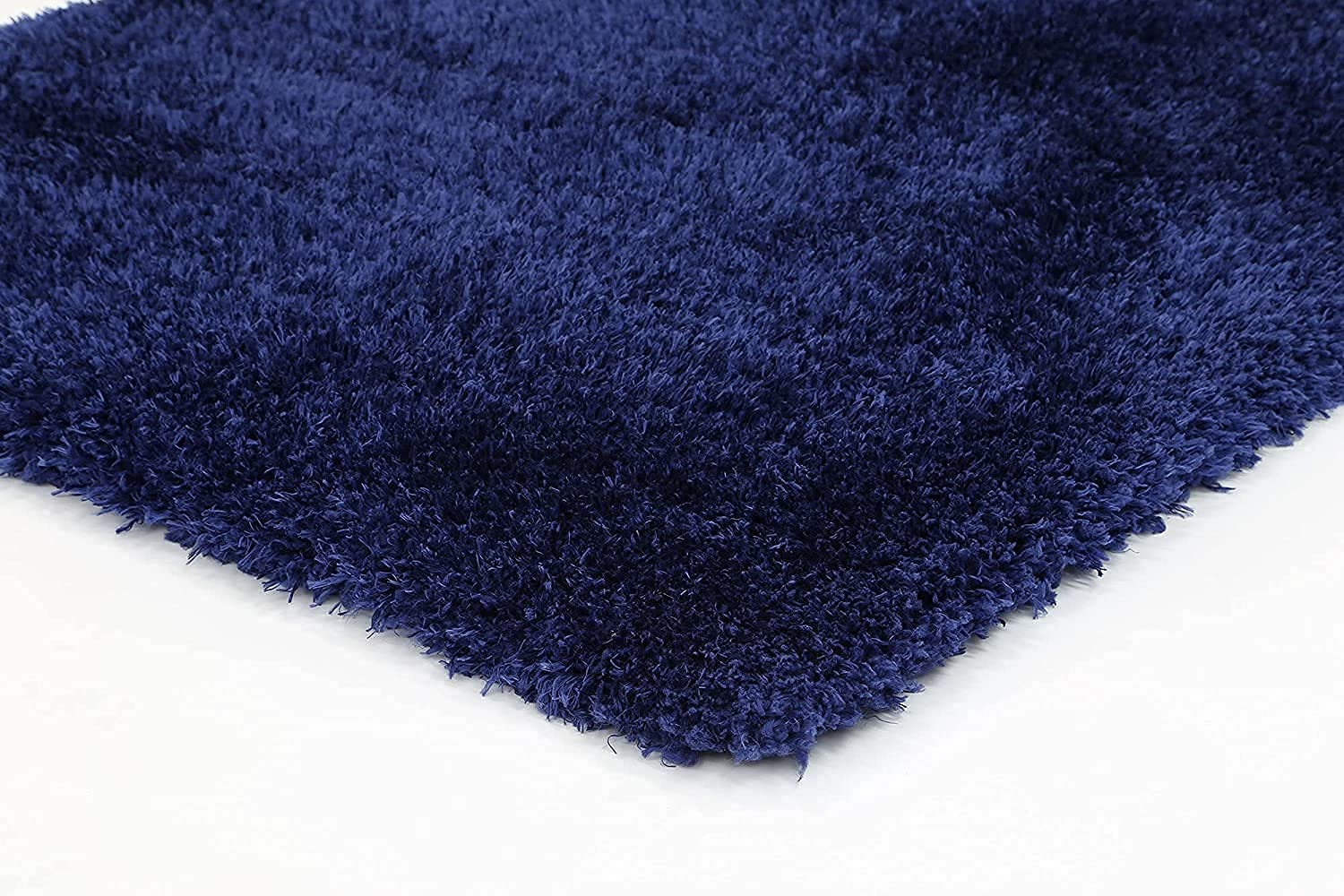 Solid Blue Polyester Shaggy Carpet