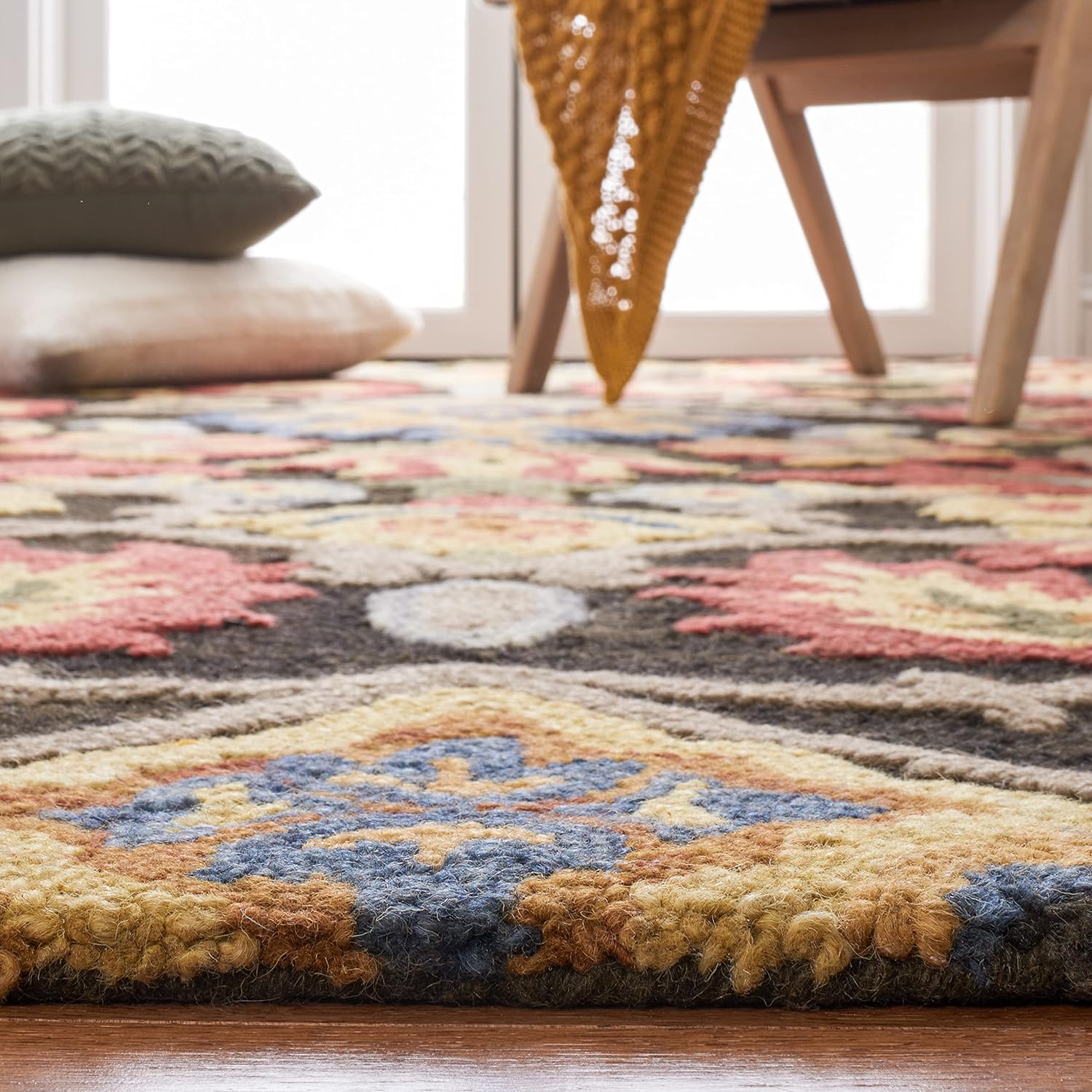 Midnight Flora Brown woolen Hand Tufted Carpet