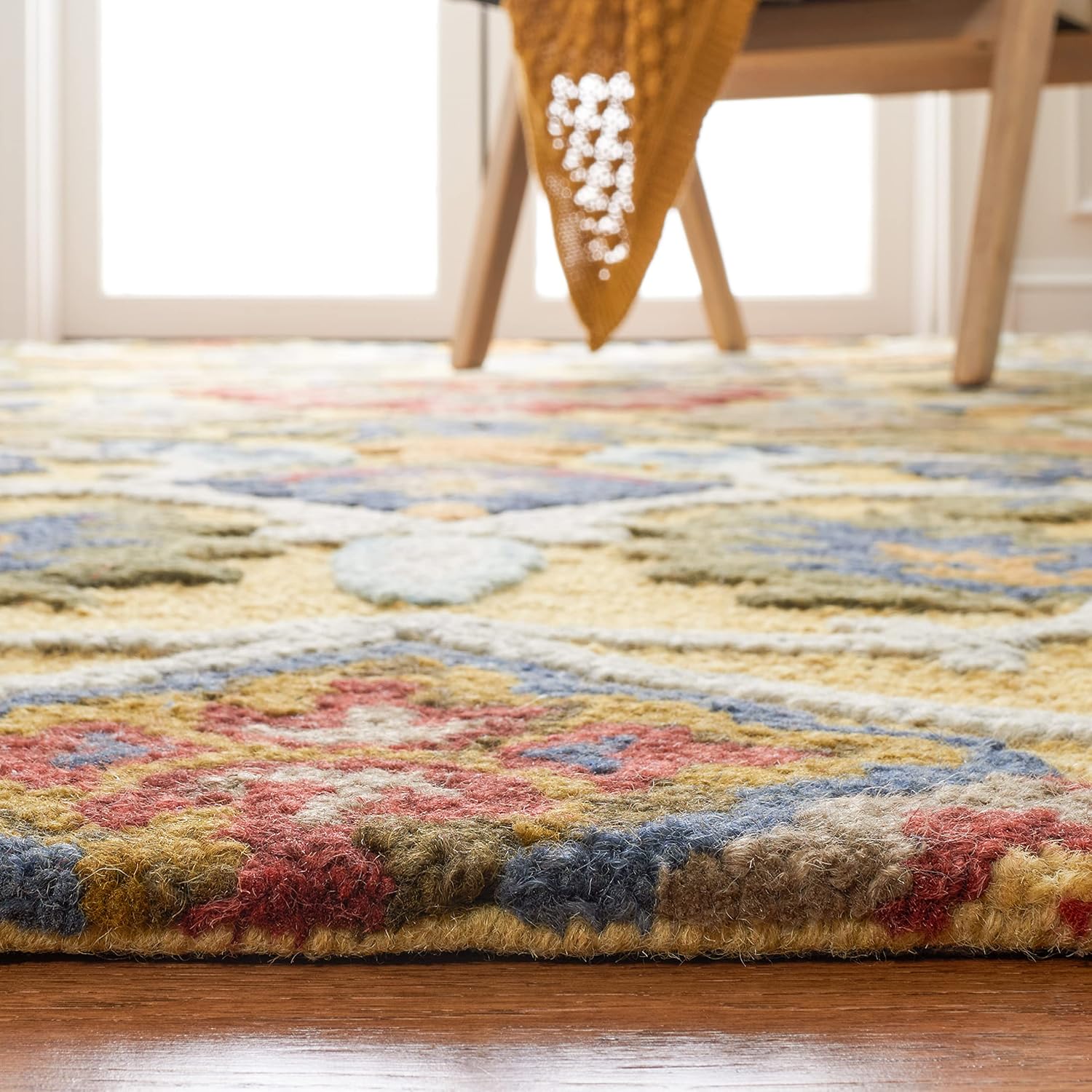 Midnight Flora Yellow woolen Hand Tufted Carpet