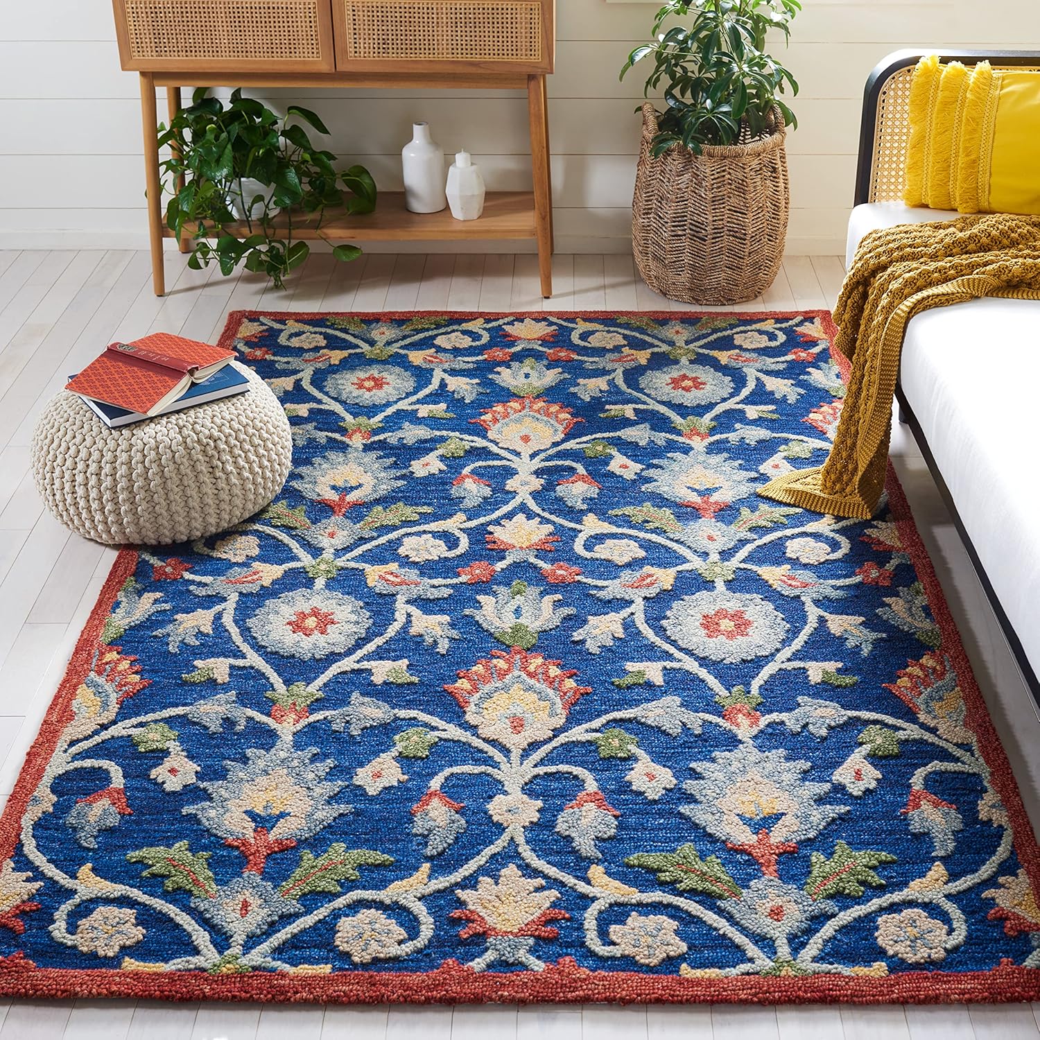 Midnight Flora Blue2 woolen Hand Tufted Carpet