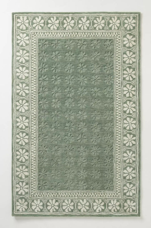 Sirocco Green woolen Hand Tufted Carpet