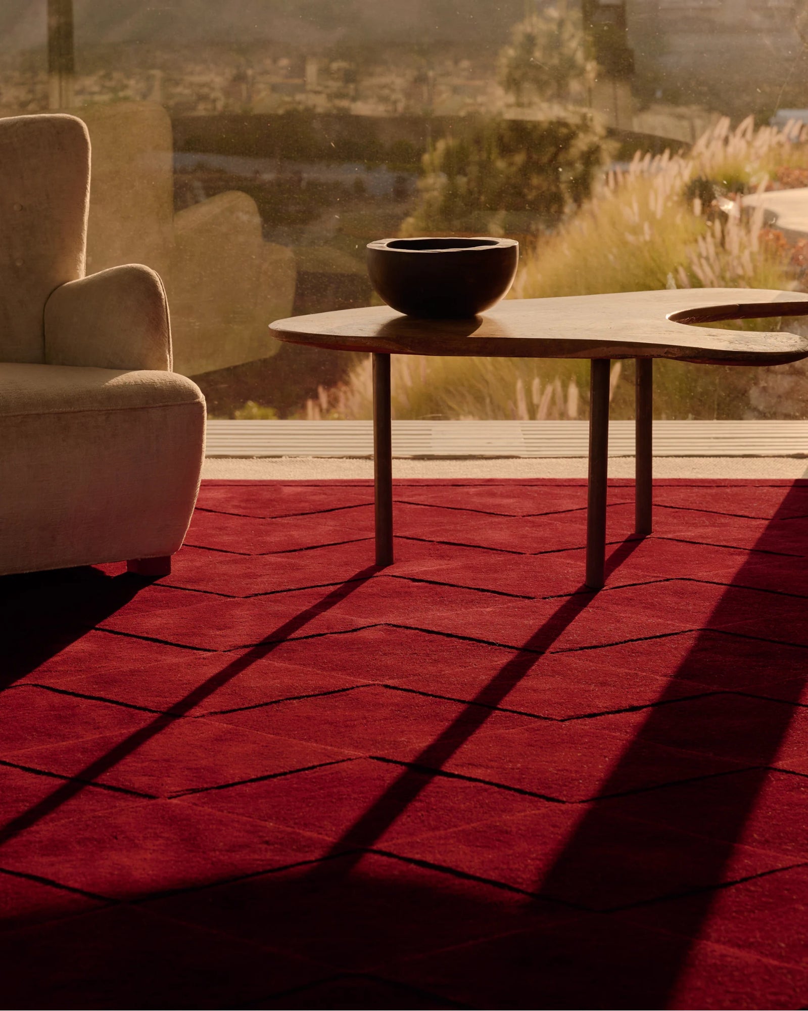 Grenat Red Woolen Hand Tufted Carpet