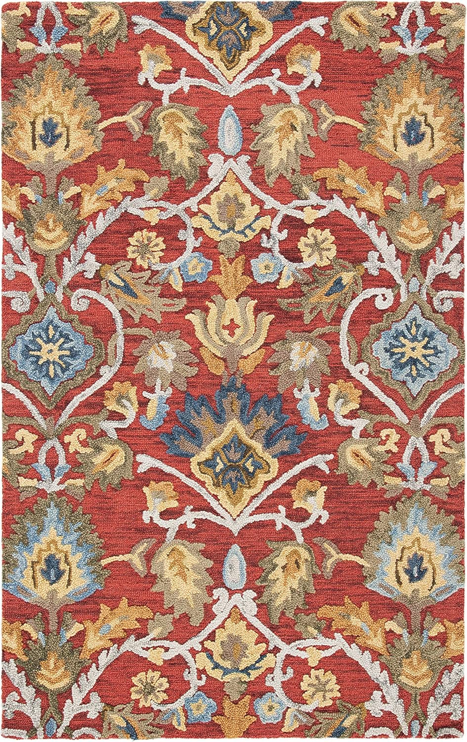 Midnight Flora Red woolen Hand Tufted Carpet