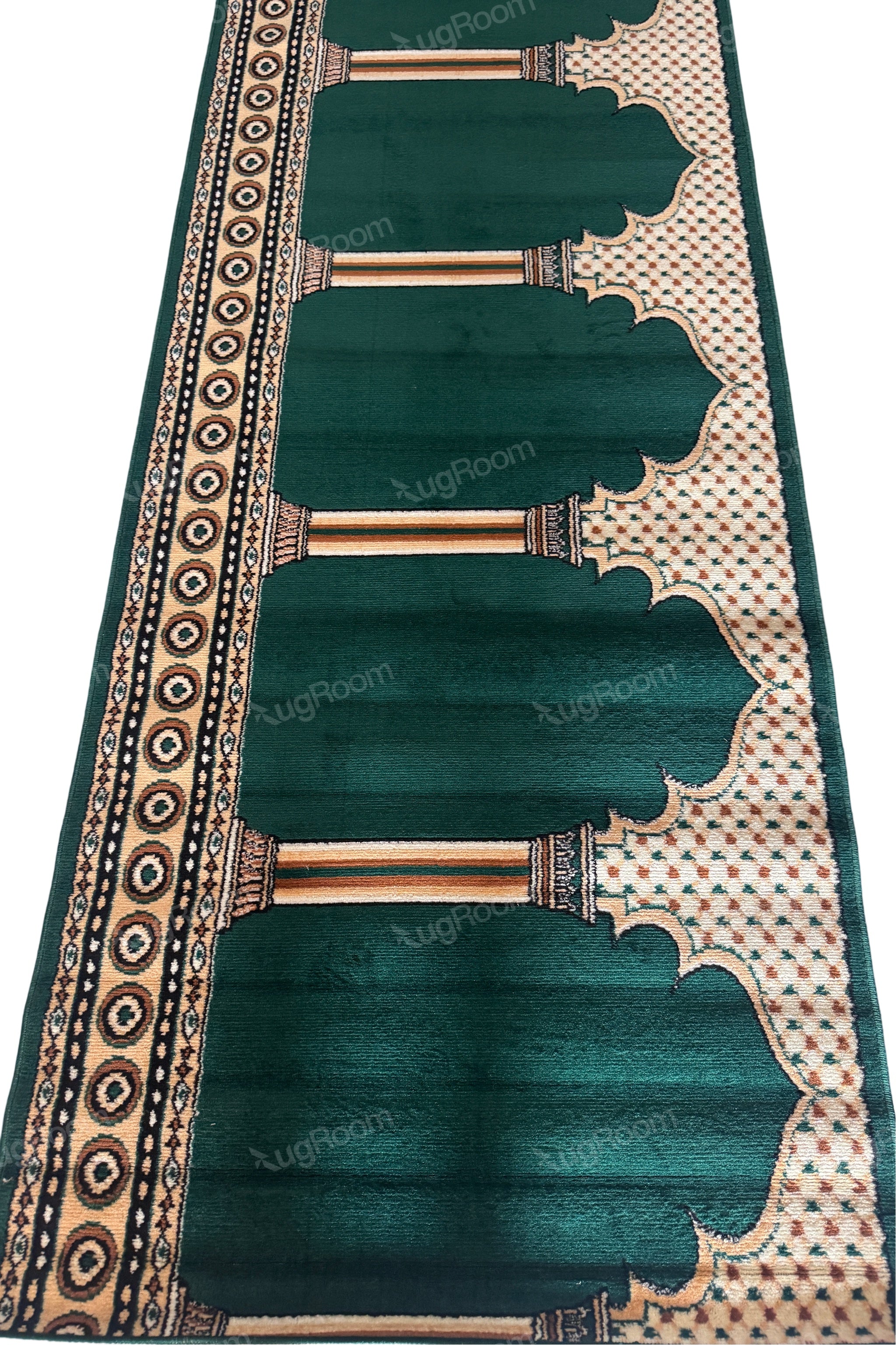 Green Pillar Janamaz Roll – Soft & Durable Prayer Carpet Mat for Mosque & Home