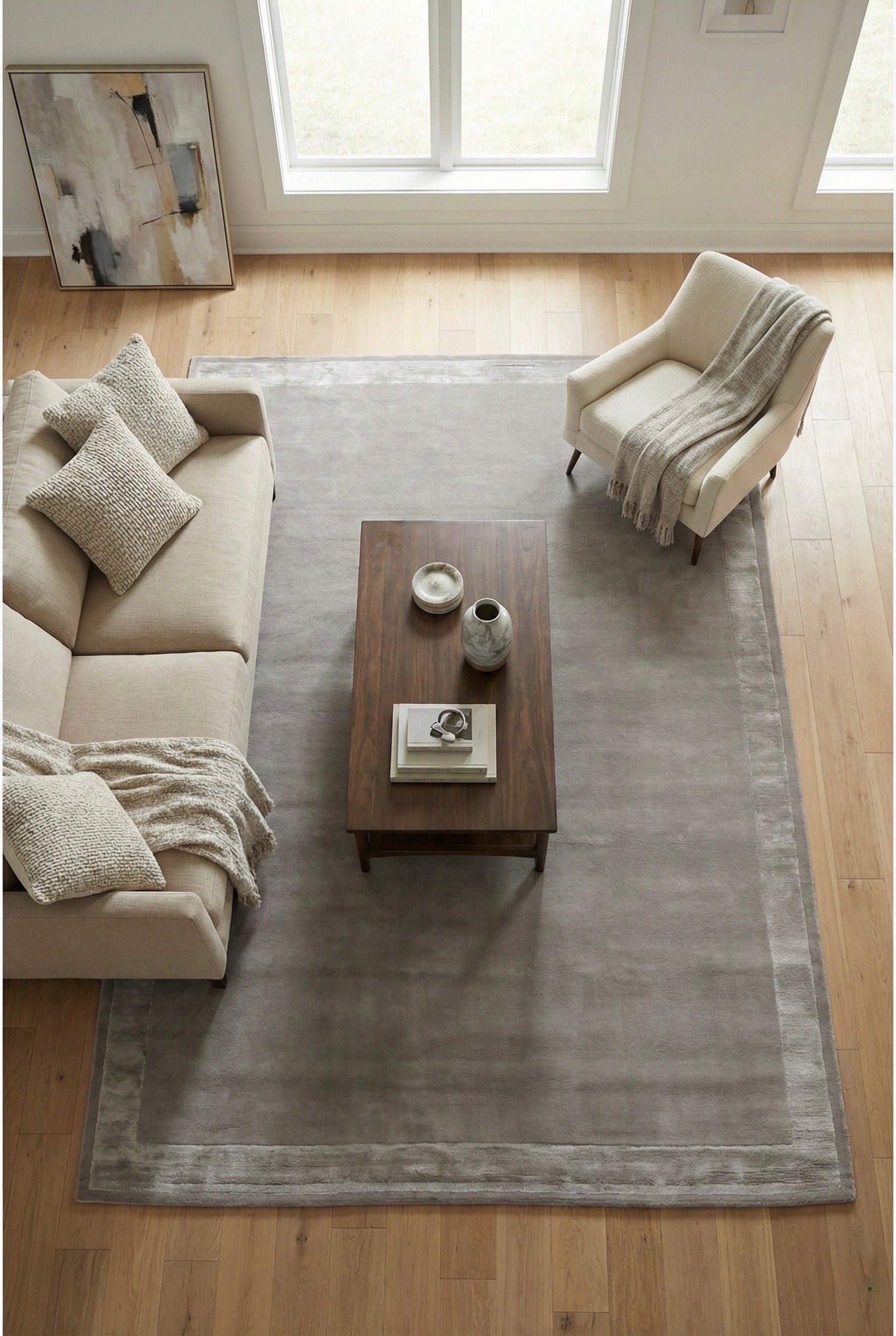Stone Frame Hand-Tufted Wool & Viscose Carpet