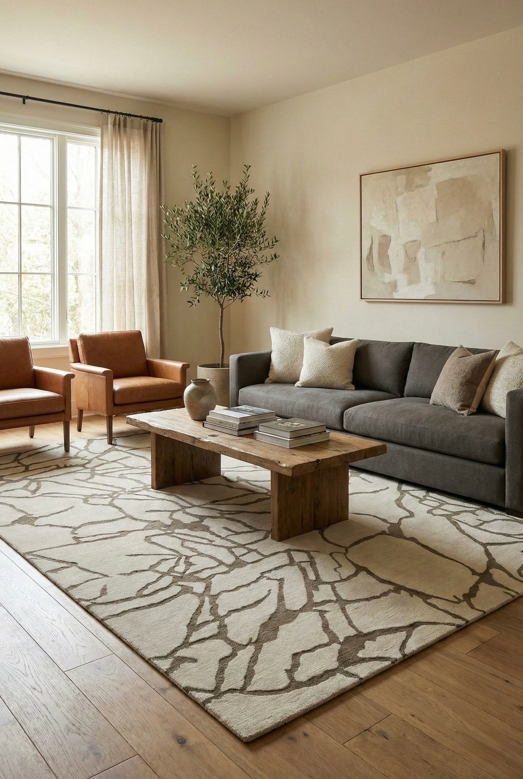 Stone Vein Hand-Tufted Wool & Silk Carpet