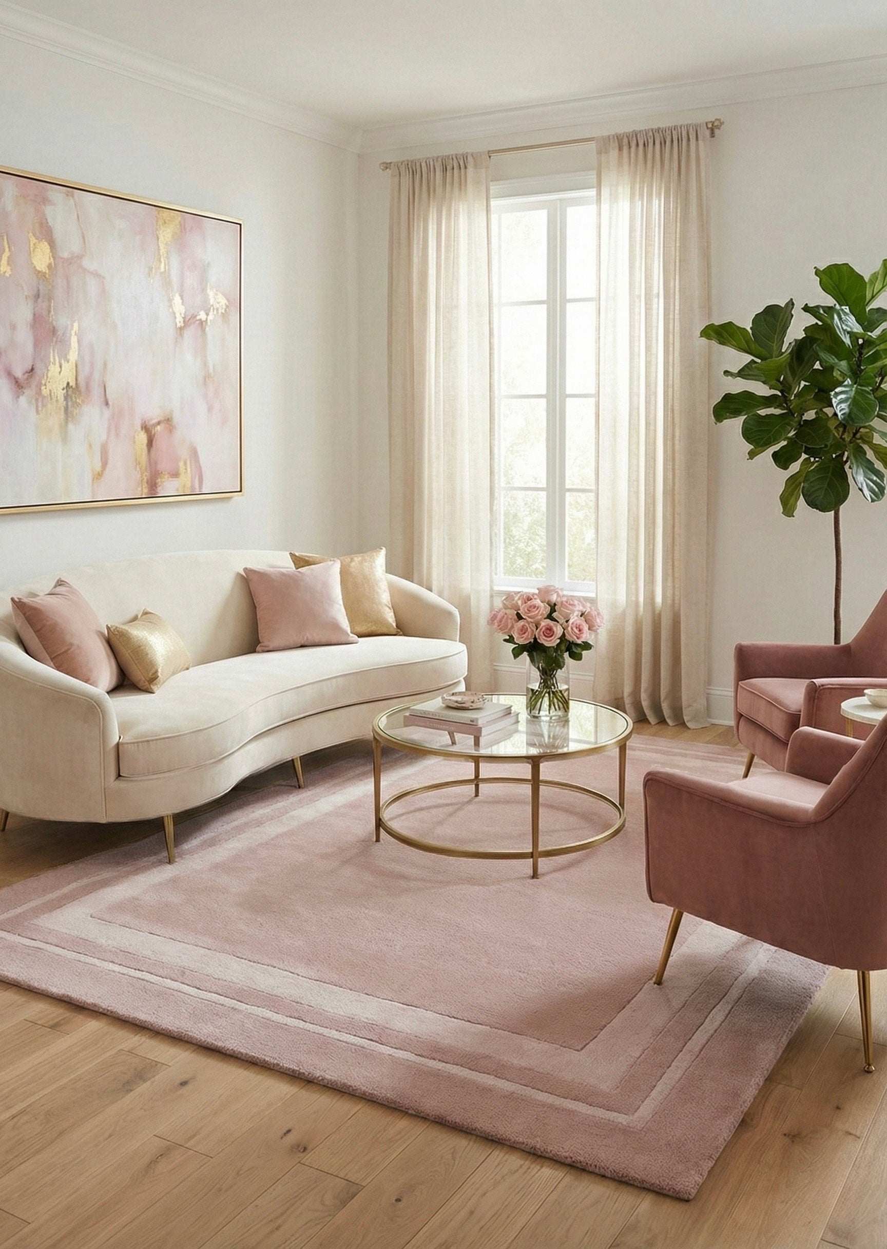 Blush Soft Frame Hand-Tufted Wool & Silk Carpet