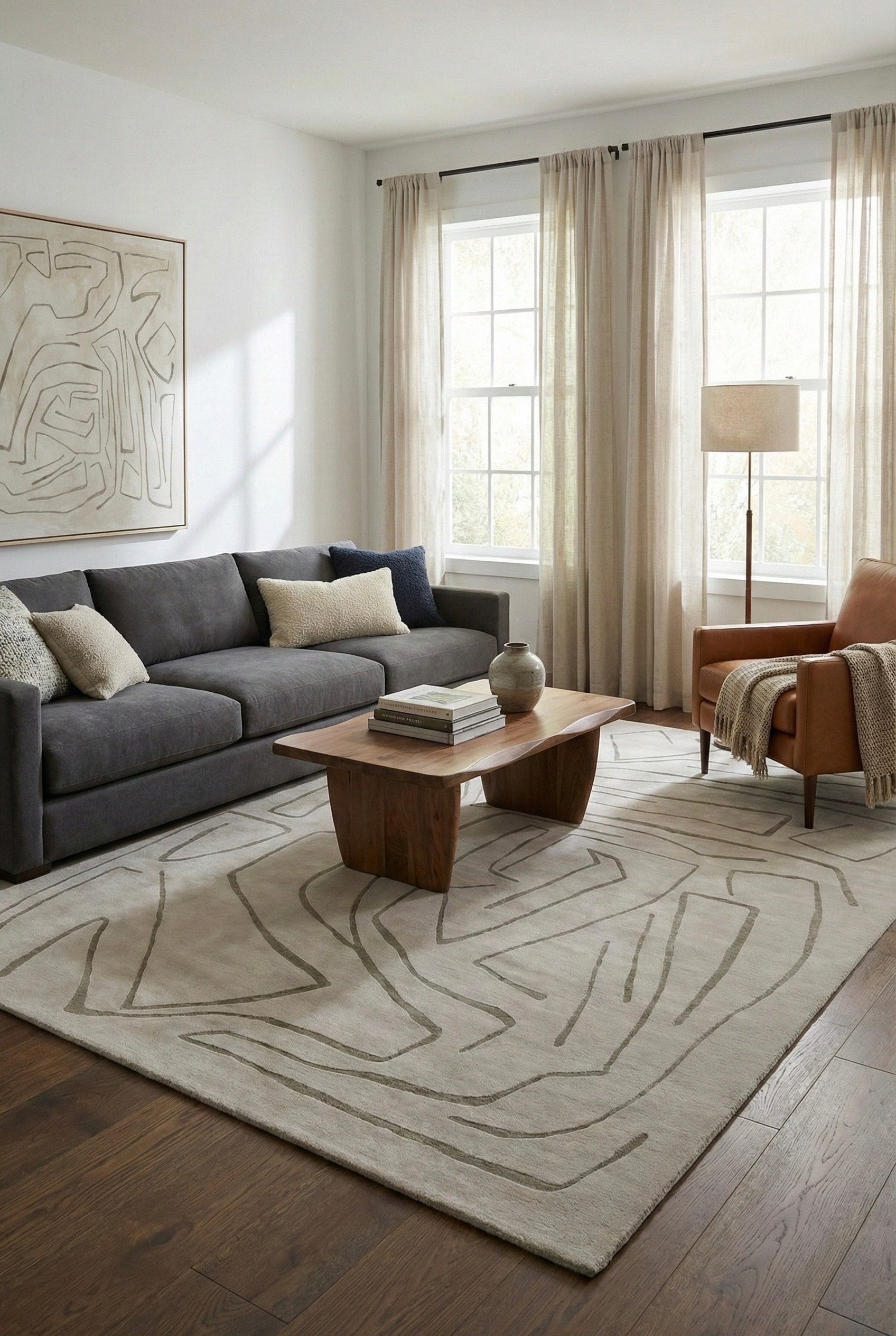 Contour Sketch Hand-Tufted Wool & Silk Carpet