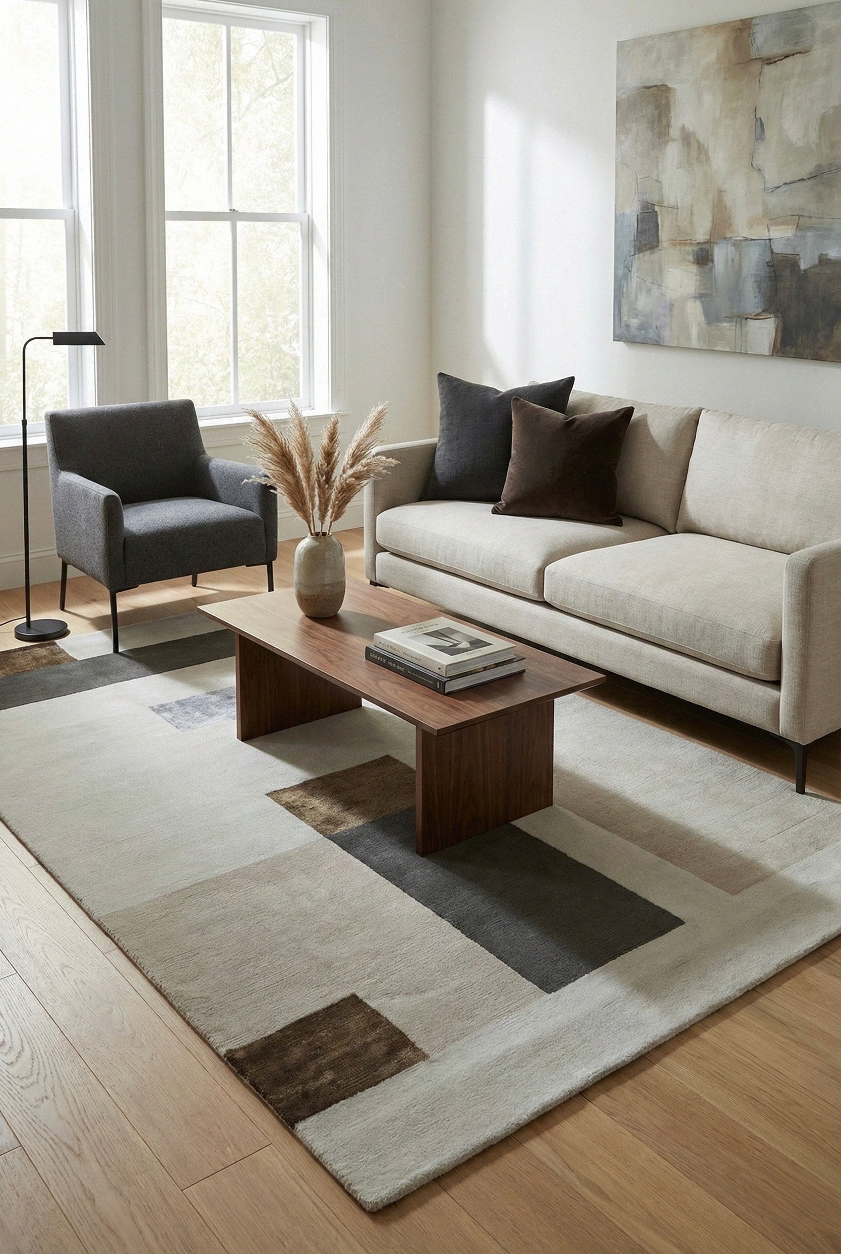 Linear Blocks Hand-Tufted Wool & Silk Carpet