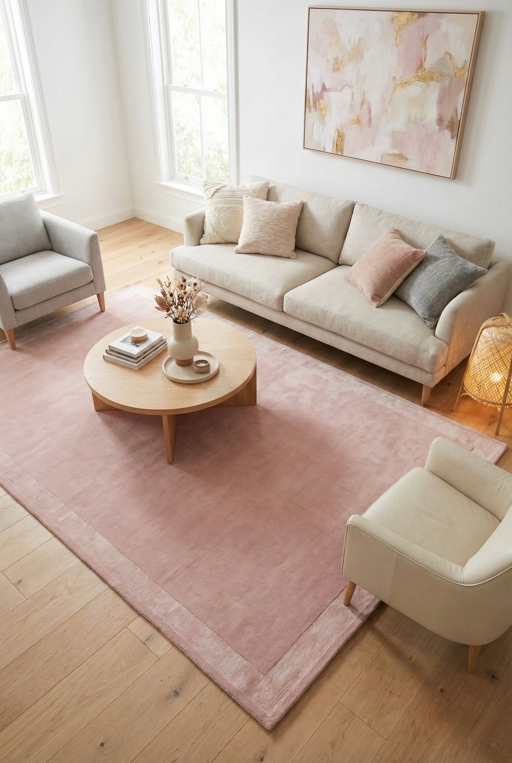 Blush Frame Hand-Tufted Wool & Silk Carpet