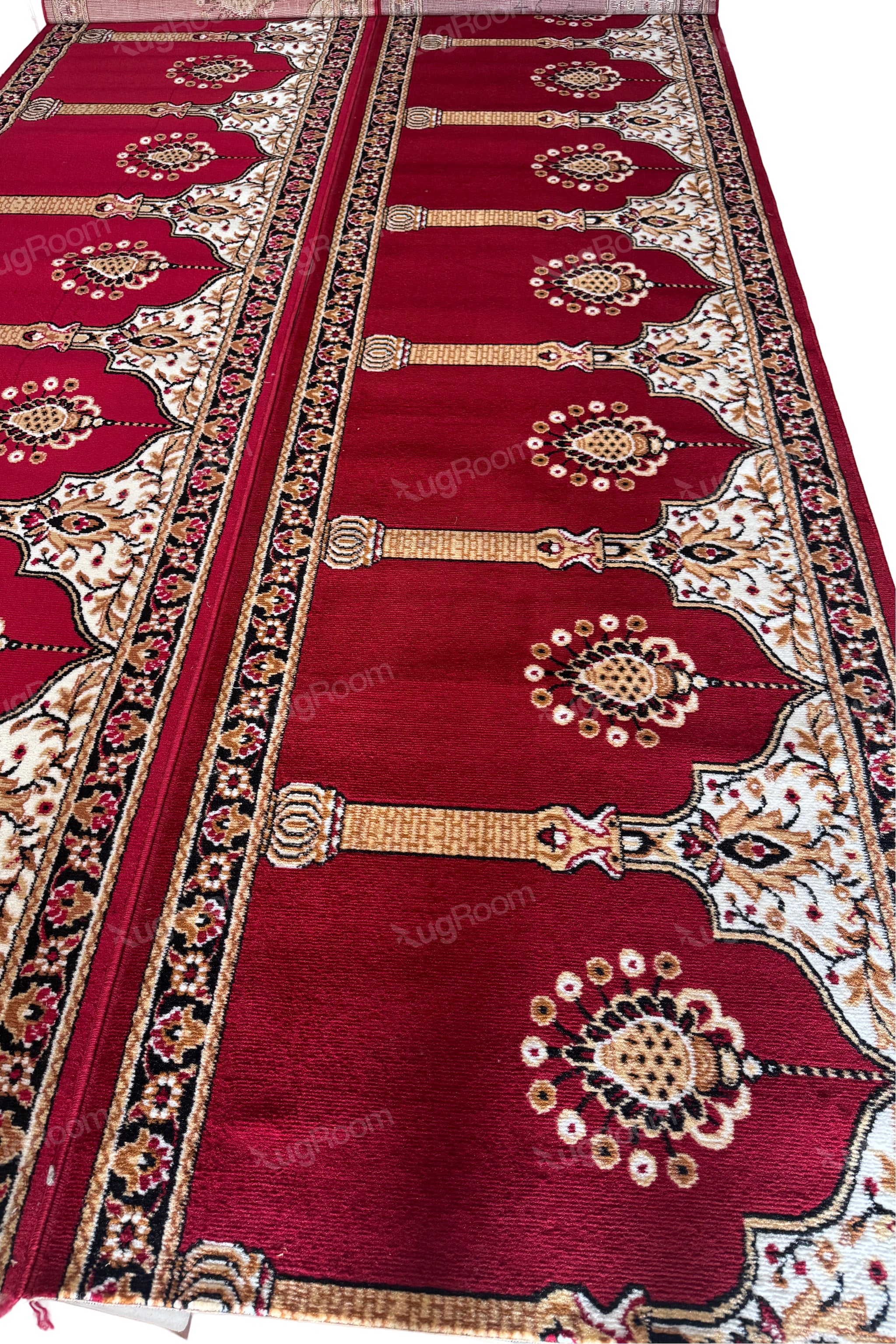 Red chandelier Janamaz Roll – Soft & Durable Prayer Carpet Mat for Mosque & Home