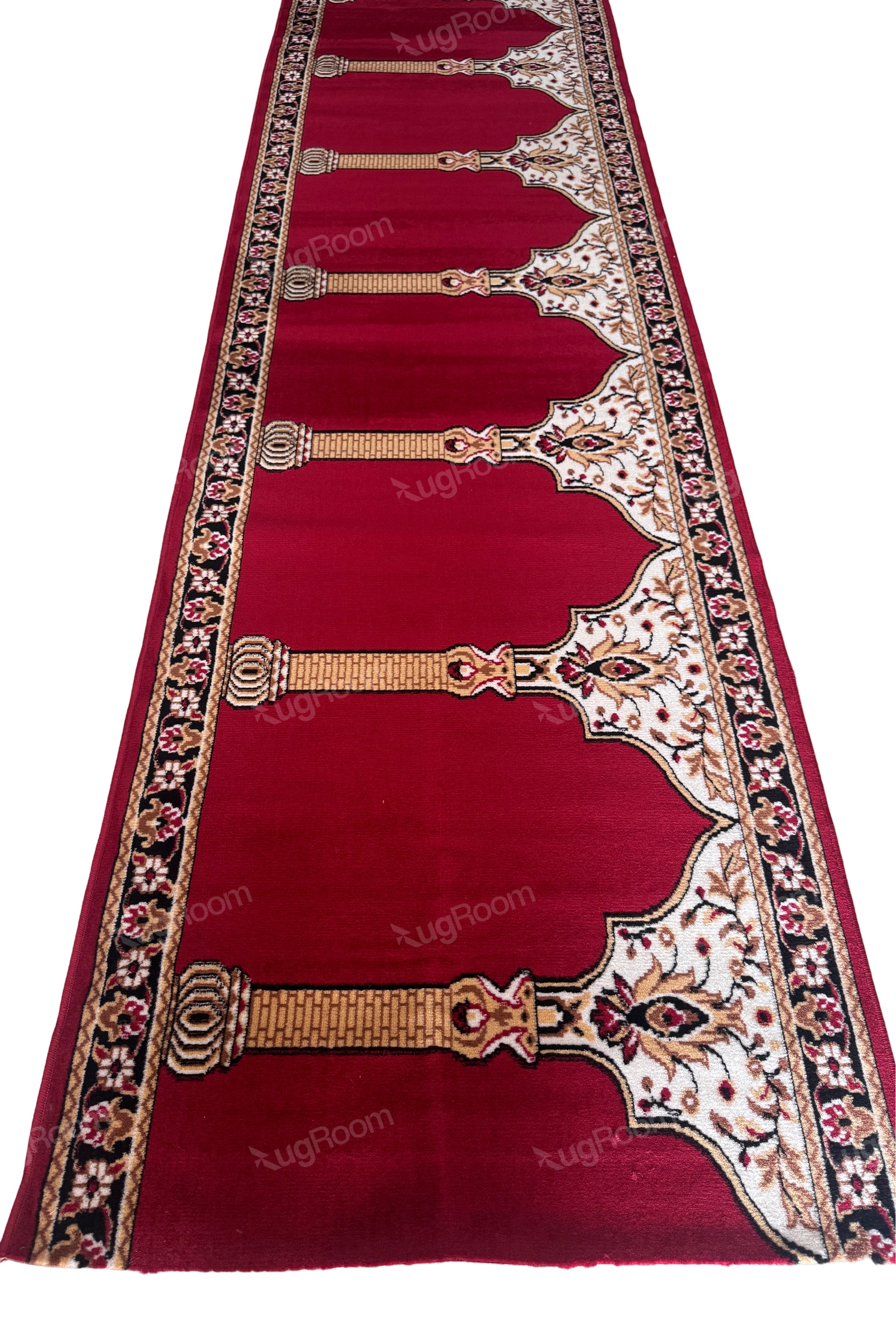 Red Flower Janamaz Roll – Soft & Durable Prayer Carpet Mat for Mosque & Home