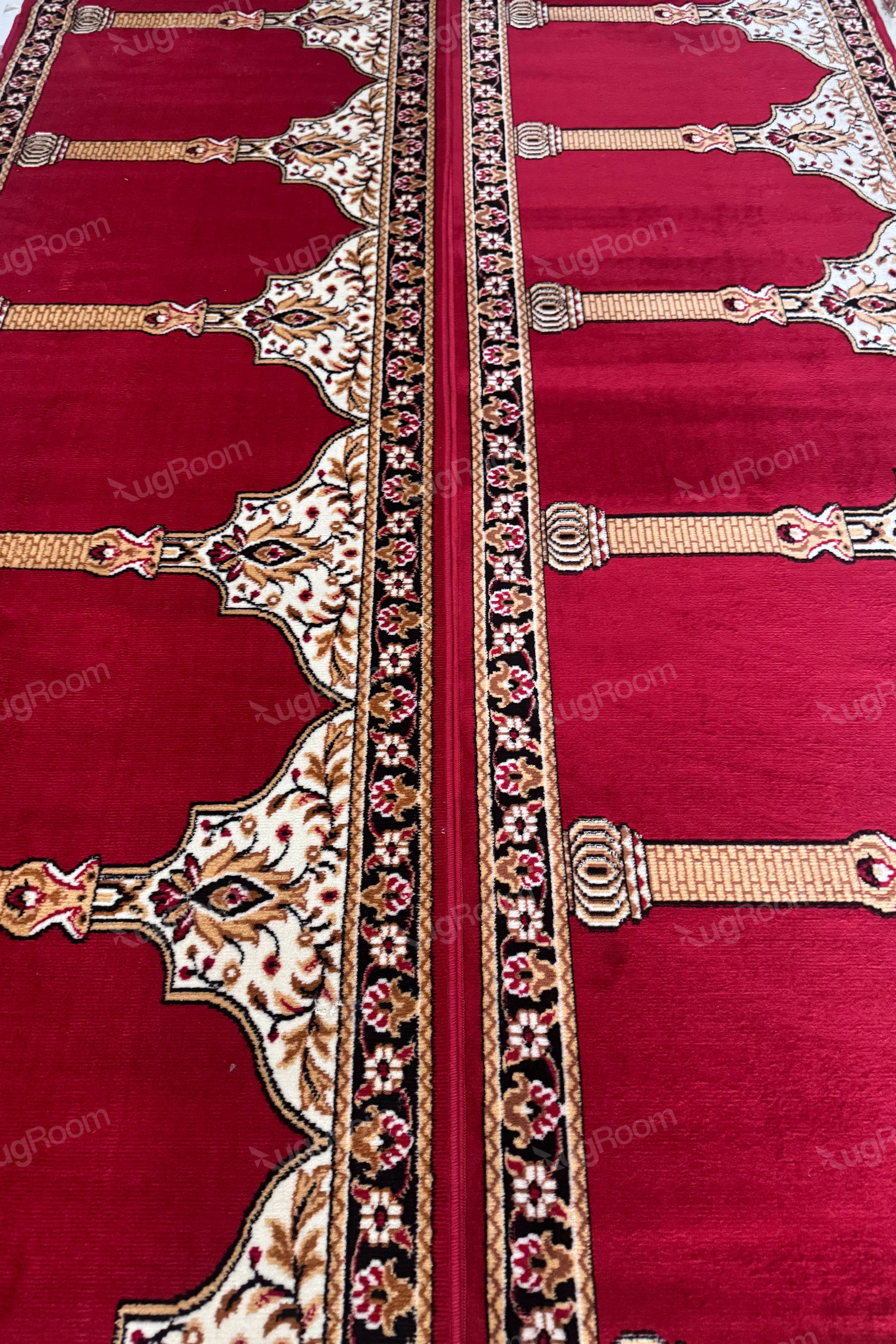 Red Flower Janamaz Roll – Soft & Durable Prayer Carpet Mat for Mosque & Home