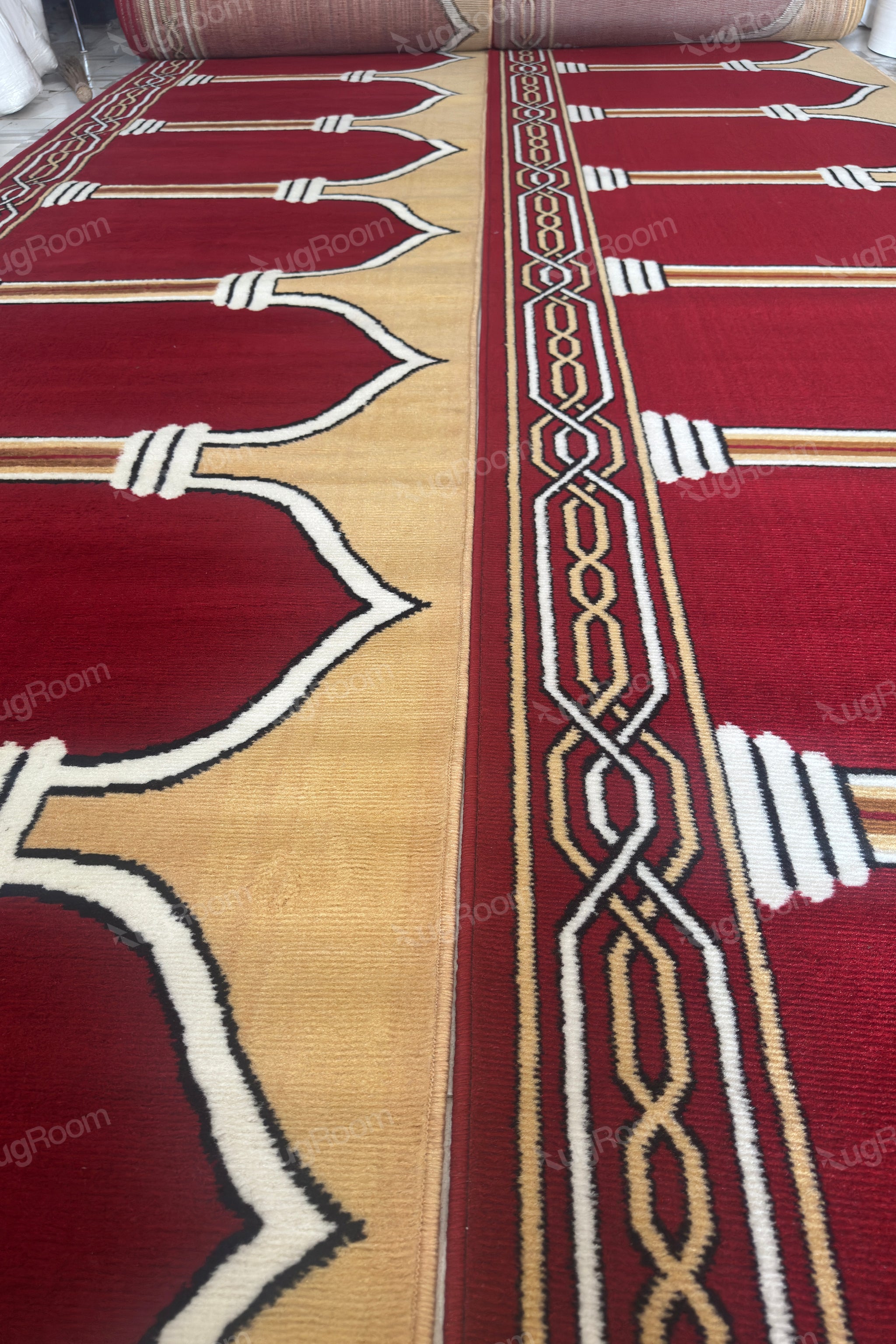 Red Brown Janamaz Roll – Soft & Durable Prayer Carpet Mat for Mosque & Home