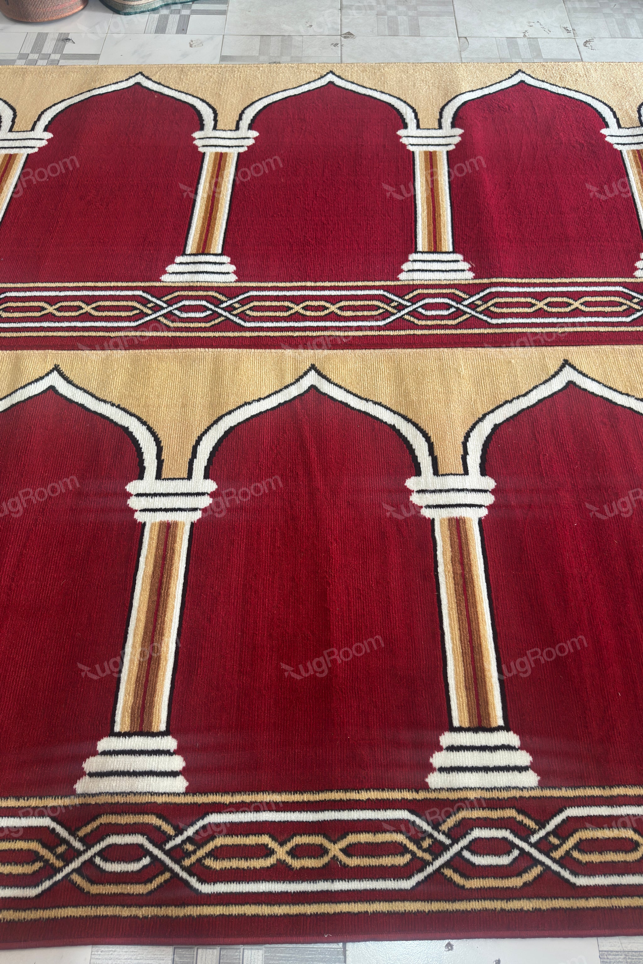 Red Brown Janamaz Roll – Soft & Durable Prayer Carpet Mat for Mosque & Home