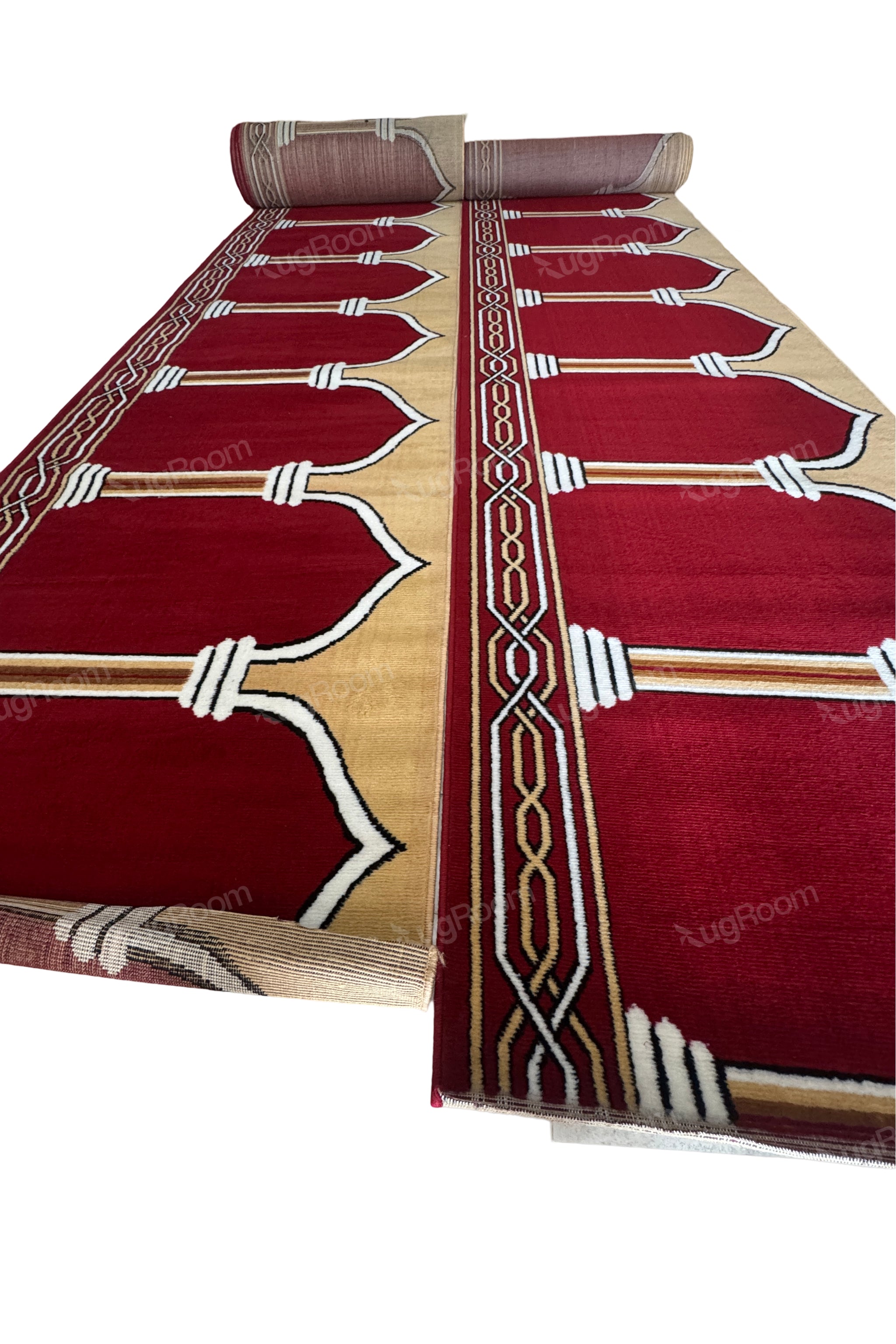 Red Brown Janamaz Roll – Soft & Durable Prayer Carpet Mat for Mosque & Home