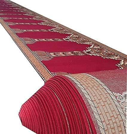 Red blocks Janamaz Roll – Soft & Durable Prayer Carpet Mat for Mosque & Home