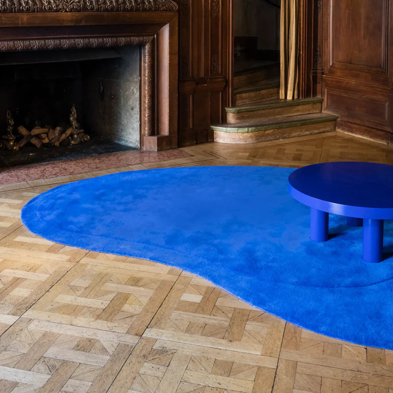 Contour Curve Blue Hand Tufted Carpet