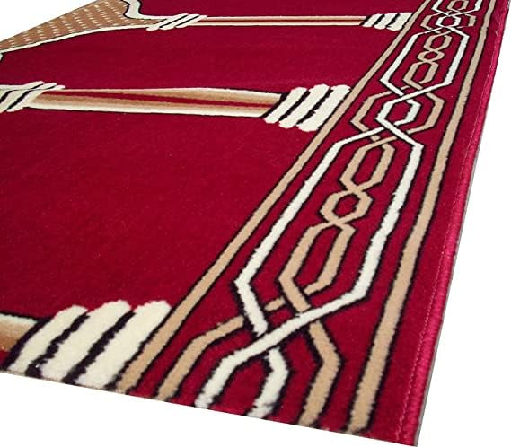 Red Zigzag Janamaz Roll – Soft & Durable Prayer Carpet Mat for Mosque & Home