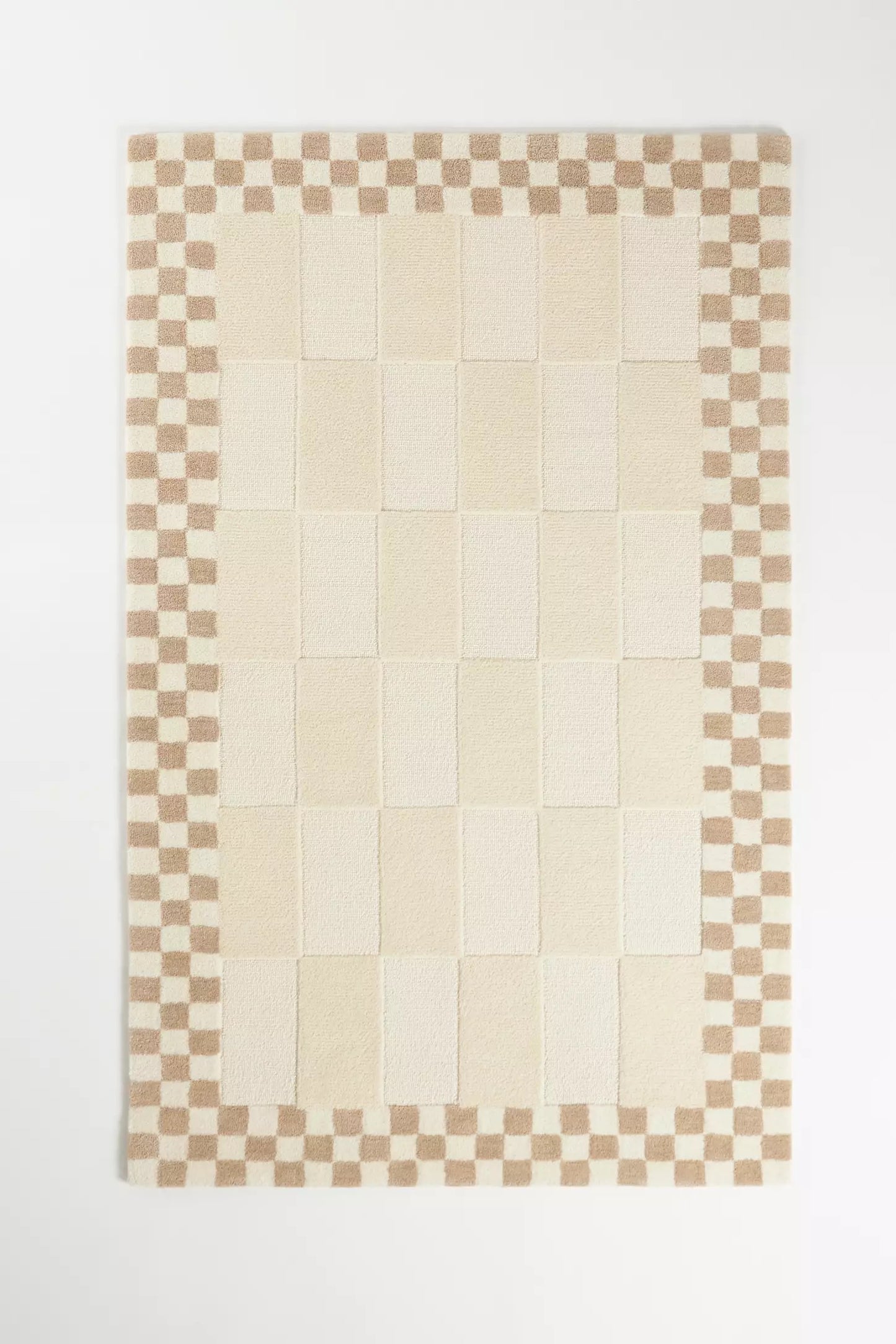 Checkmate Charm Ivory Woolen Hand Tufted Carpet