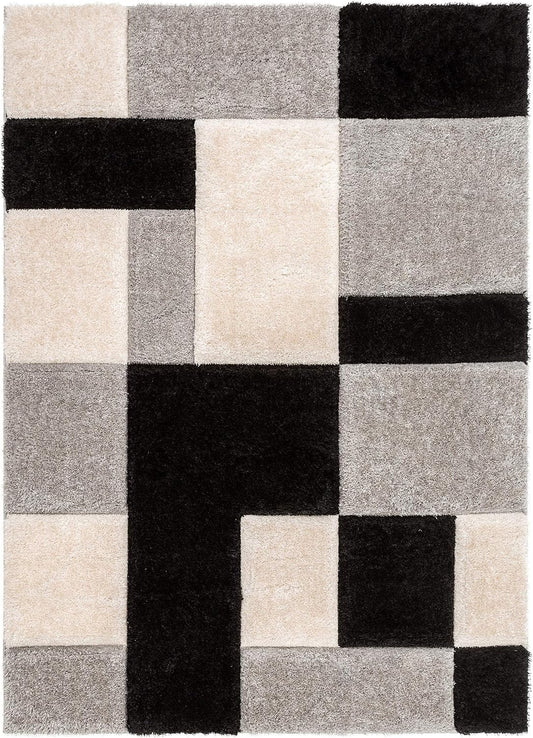 Rug Room Black White Dual Box Shaggy Carpet