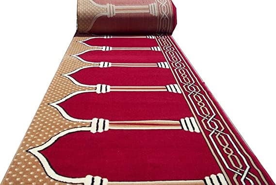 Red Zigzag Janamaz Roll – Soft & Durable Prayer Carpet Mat for Mosque & Home