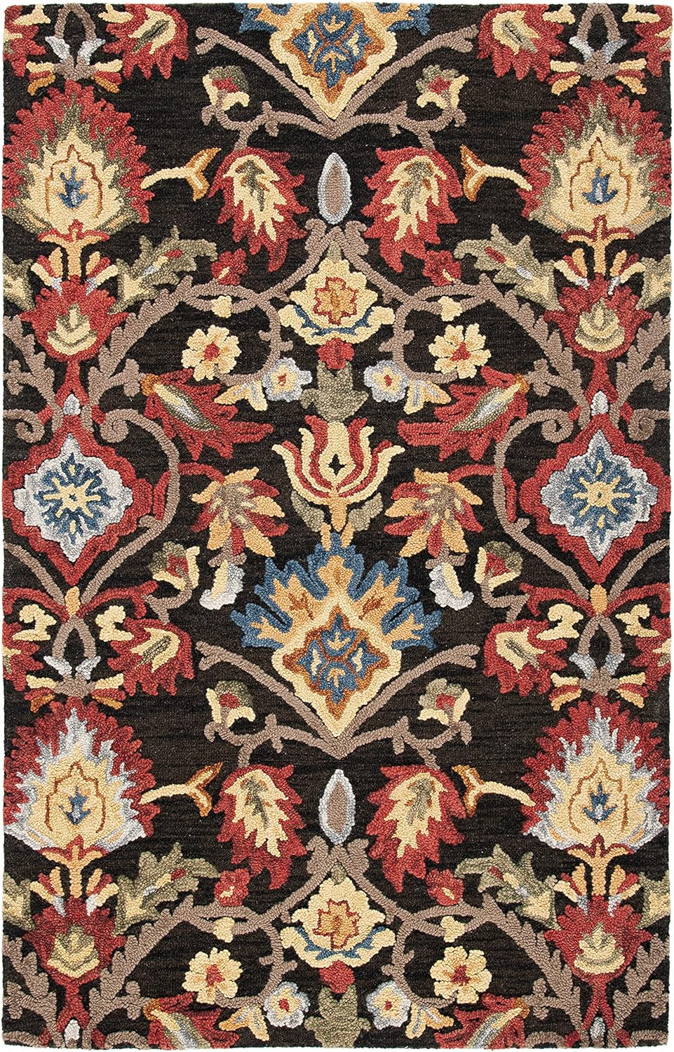 Midnight Flora Brown woolen Hand Tufted Carpet