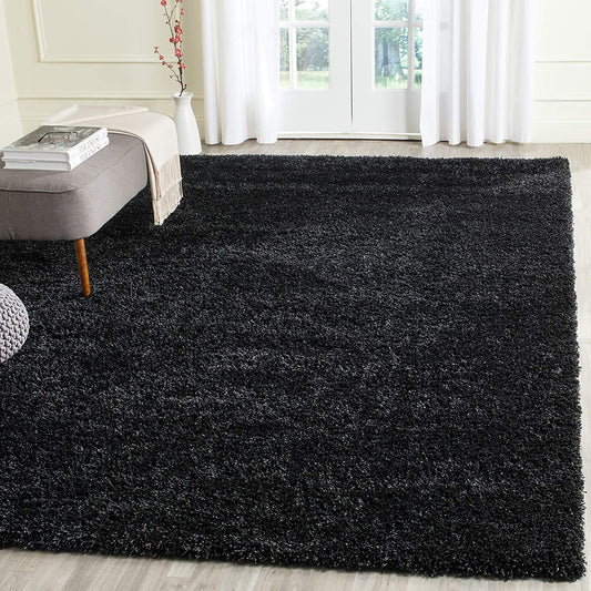 Solid Black Plain Area Rug / Carpet for home, living room, bedroom